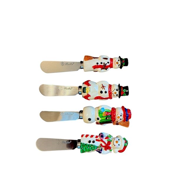 Christopher Radko Snowman-Themed Spreaders Set Of 4 - Picture 2 of 7